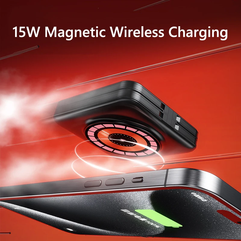 마그네틱 무선 충전 보조배터리 20000mAh (타입C 케이블 포함) 아이폰 16 15 14 13 12 Pro 8용 고속 무선 충전 맥세이프 보조배터리