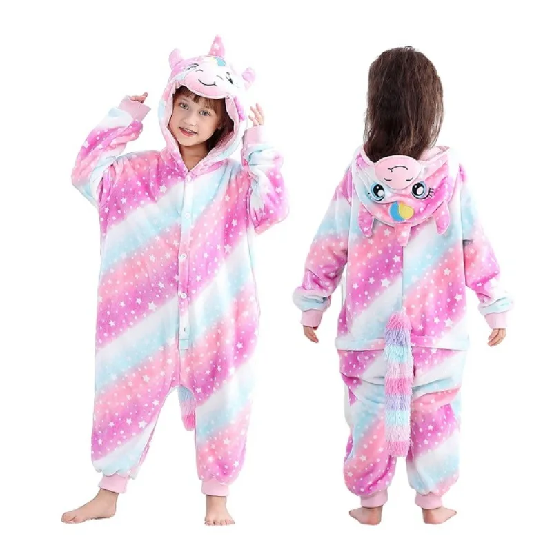 Kigurumi Suit for Children Winter Overalls Warm Kids Pajamas For Girl's Pjs Baby Boy Nightwear Anime Unicorn Pijama Toddler Home