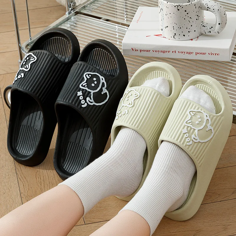Women Slippers Cat Cartoon Bathroom Beach Platform Non-Slip Home Flip Flops Men Slipper Sandals Slides Indoor Outdoor