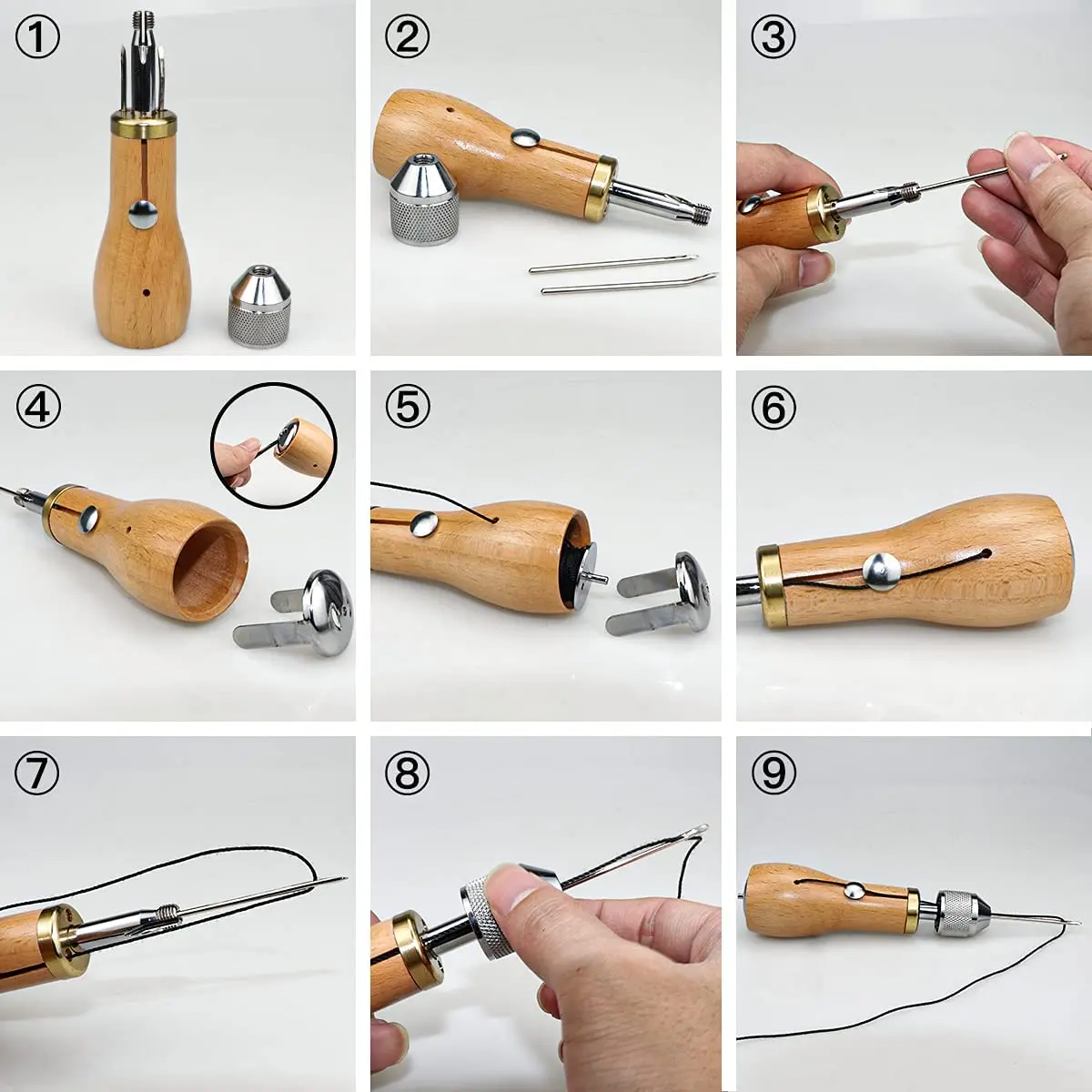 Leather sewing kit Leather Sewing Awl Thread Kit Hand Sewing Machine Speedy Lock Stitcher Thread Needles DIY Craft Shoemaker Canvas Repair Tool