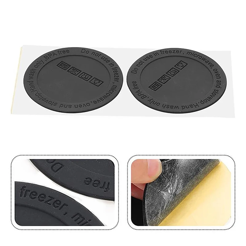 

4Pcs Round Black Rubber Coaster Pad Self Adhesive Cup Bottom Stickers Non-slip Anti-scald Tumbler Cups Protective Pads