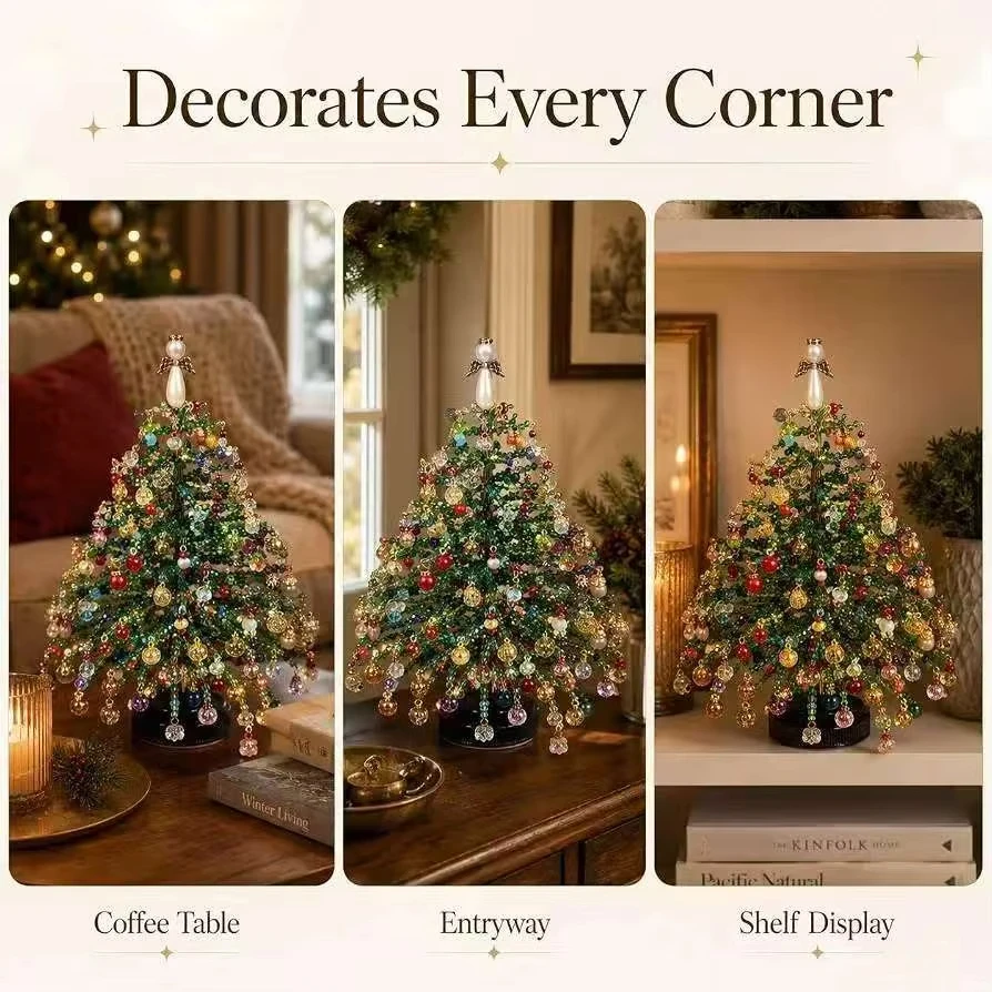 Festive DIY Beaded Christmas Tree Kit - Craft Set for Home Decor & Holiday Gifts