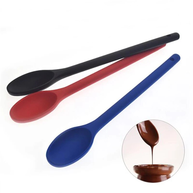 1PC Cake Putty Spatula Mixing Spoon Kitchen Silicone Spoon Long-handled Cooking Utensils Tableware Kitchen Soup Spoons