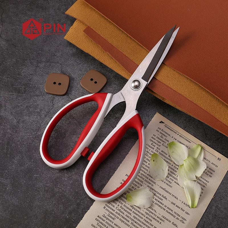 Tailor Scissors Sewing Shears Heavy Duty Stainless Steel 17cm/6.69in 22.5cm/8.86in Red ABS+TPF for Fabric Leather Crafts