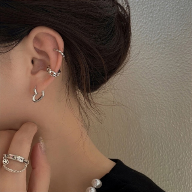 Fashion Gold Color Hoop Earring Asymmetry Charm Studs Earrings for Women Girl's Charm Party Jewelry Accessories