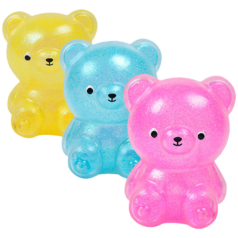 

3 Pcs Children’s Toys Decompression Compact Stretchy Soft Animal Squeezing Supple Squeeze Funny Bear Shape