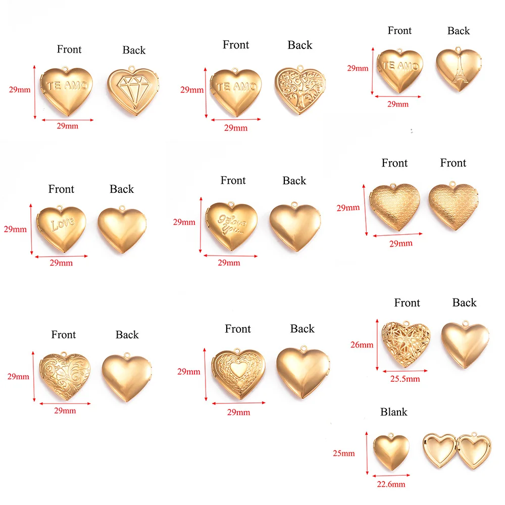 Stainless Steel Love Heart Locket Pendants Openable Memory Photo Frame Charms Mirror Polished Put Photos Jewelry Making DIY Gift 5