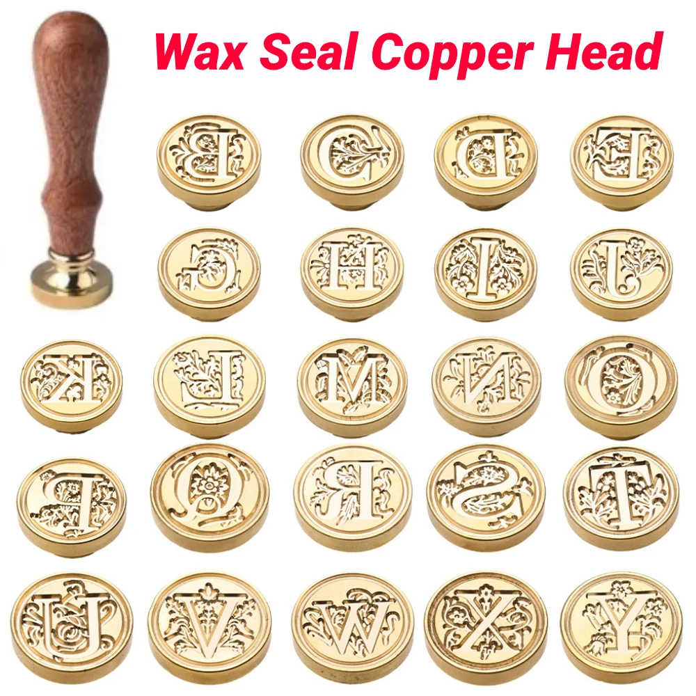 

Retro Sealing Wax Stamp Head 26 Alphabet A-Z Letter Seals Stamp Set Tools Post Decor Wood Stamps Antique Wax Seal Stamp