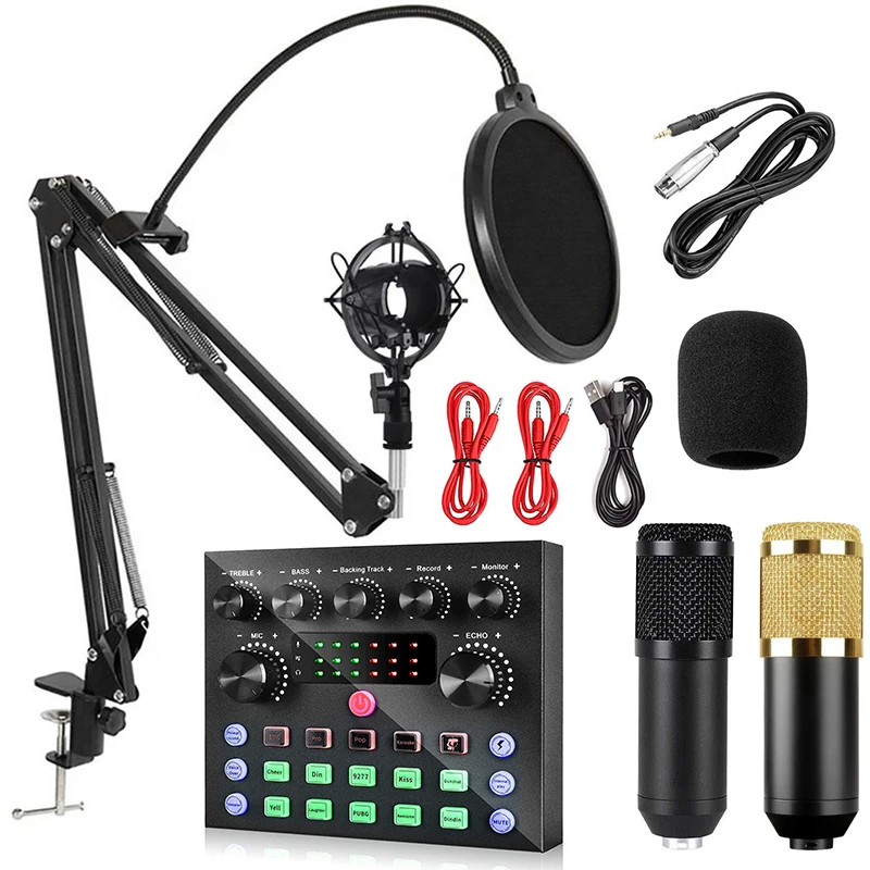 

Top Condenser Microphone with V8S Live Sound Card(Optional)for Live Streaming,Singing,YouTube,Tik Tok,Gaming