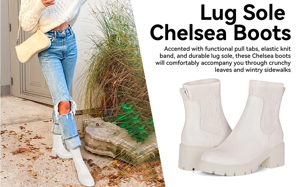 women's winter Chelsea ankle combat platform boots waterproof ladies fashion chunky dress booties