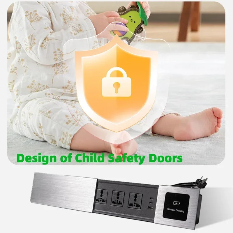 غطاء منزلق بمقبس طاولة مدمج عالمي مع مقبس كهربائي...