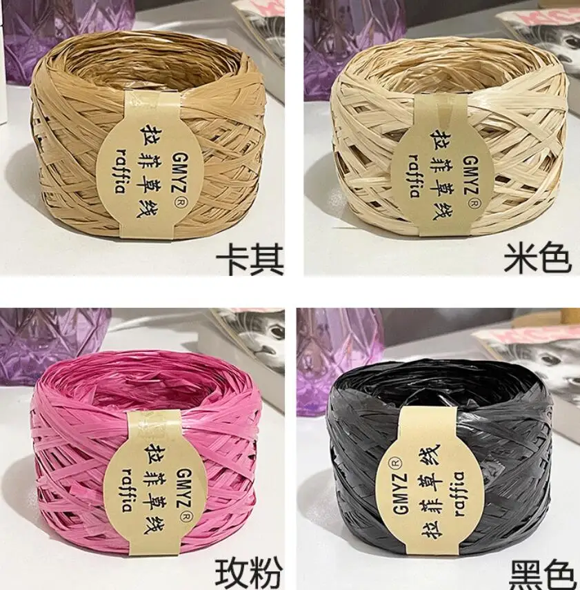 100M/Roll Washable Japanese Plant Raffia Straw Thread Hand-Woven Bag Summer Knitted Hat Hook Crochet Line DIY Eco Friendly 6