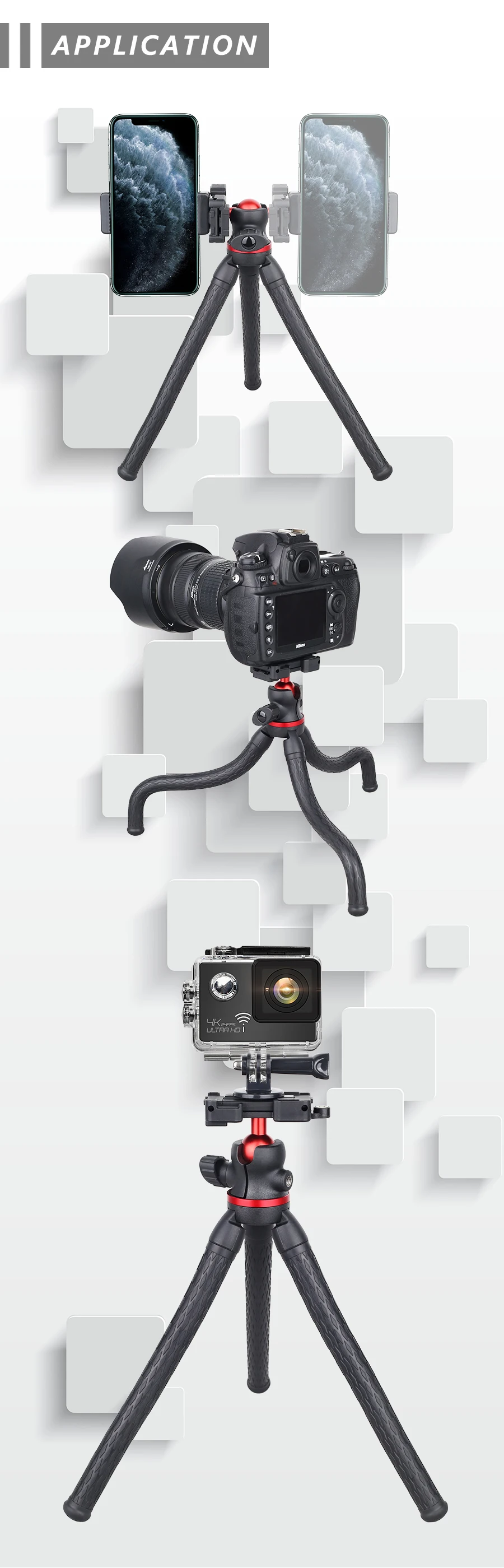 DT45 Mini Tripod Desktop Tripod Remote Control Max Load 2kg Portable Stand Holde