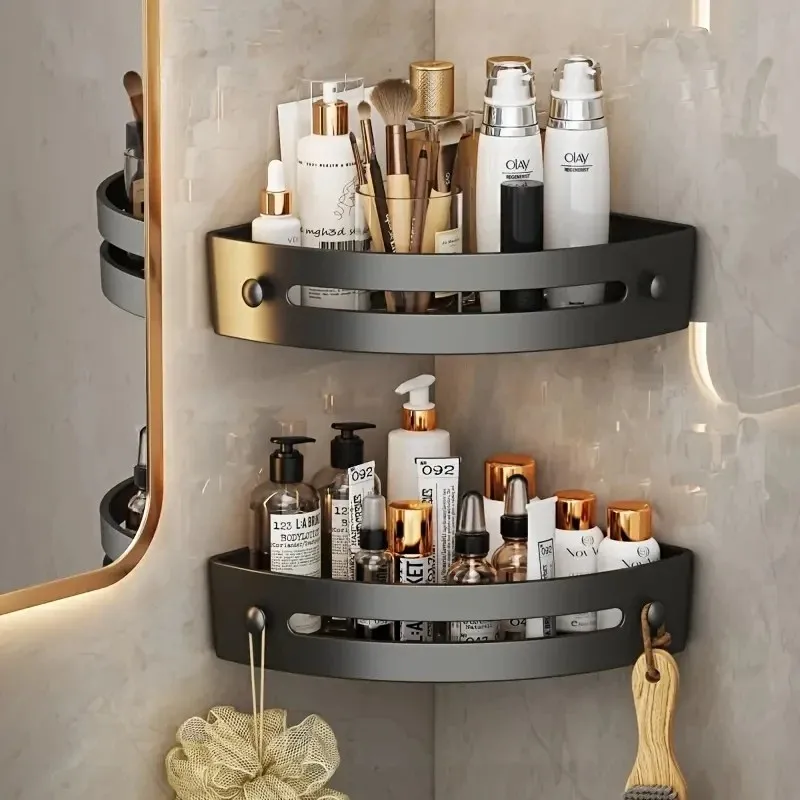 Bathroom Shelves Kitchen Storage Organizer Plastic Shampoo Rack Shower Shelf Bathroom Accessories No Drill Shelf 3PCS