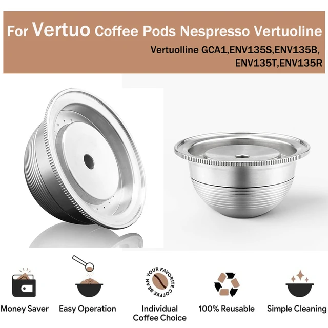 Cápsula reutilizable de acero inoxidable rellenable, Compatible con cápsulas  Nespresso Vertuo, filtro de café para Nespresso Delonghi - AliExpress