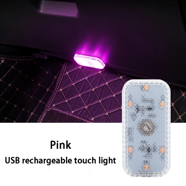 Touch Sensor Car Lighting Light Car Interior Atmosphere Light Mini Touch Roof Reading Lamp Car Styling Night Light USB Charging USB Pink