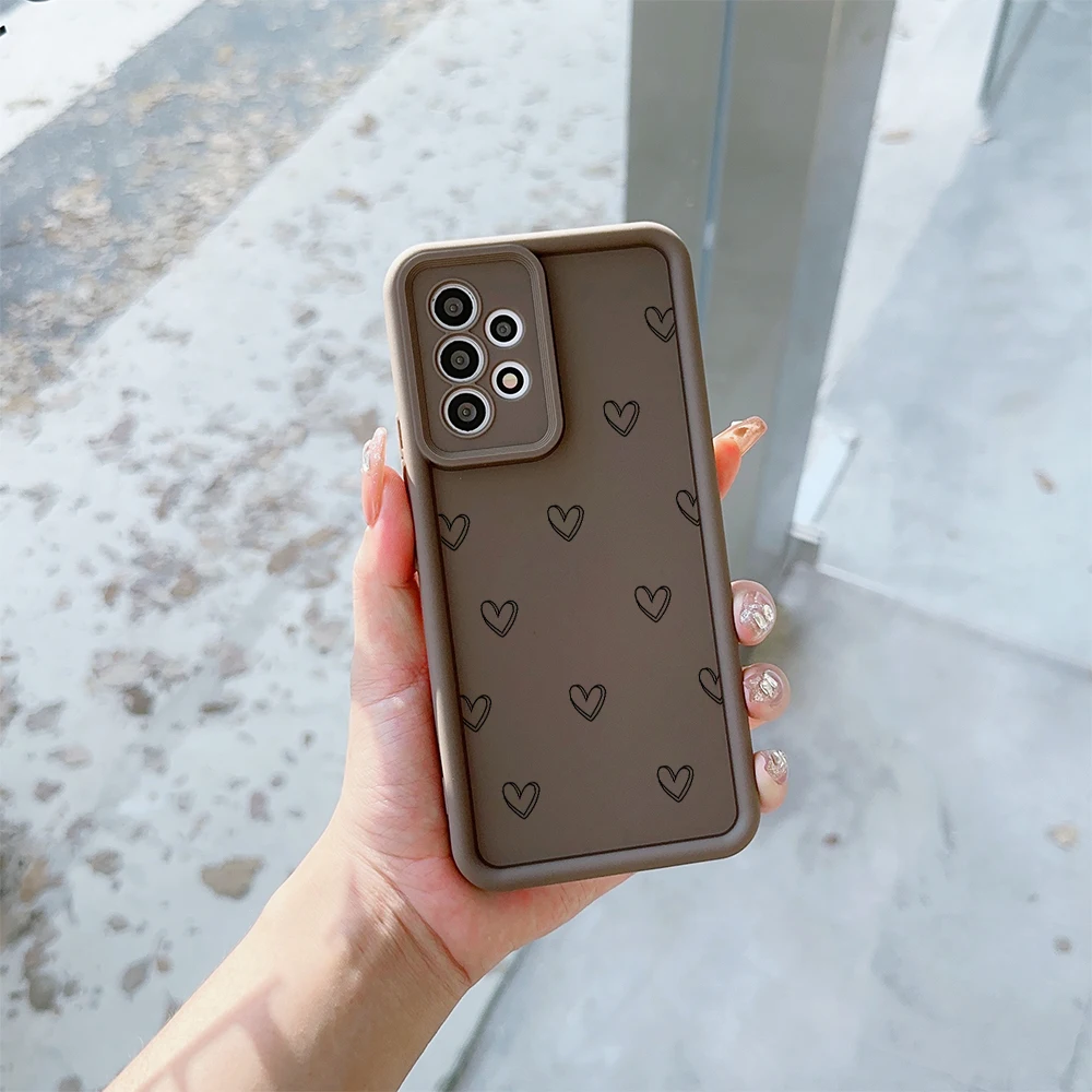 Cartoon Minimalist Love Heart Matte TPU Phone Case