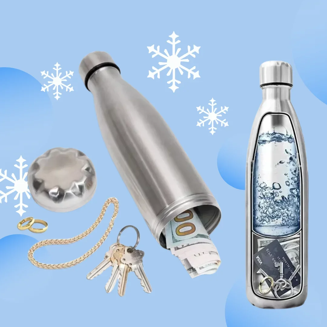 750ml Portable Diversion Water Bottle Secret Stash Pill Organizer Can with Hidden Money Compartment Key Ring
