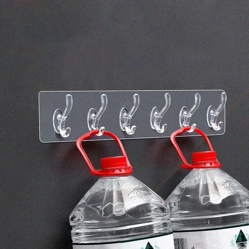 Multifunctional Hooks 3/6 Hooks Transparent Holder Rack