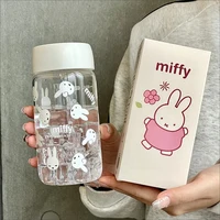 Cute Miffy Water Cup Cartoon Ins Style 400ml Tritan Material Summer Transparent Casual Cup High-grade Portable Accessories Gifts
