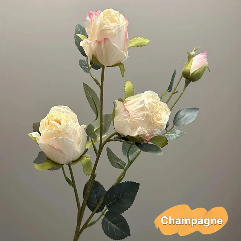 Vintage Burnt Edge Silk Rose Bouquet - Chic Artificial Flowers
