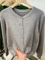 AOSSVIAO Long Sleeve Sweaters Cardigan Spring Autumn Women O-Neck Knitwear Tops Clothing Fashion Basic Tops