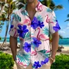Summer Hawaiian 3D Animal Cranes Printing Shirts Palm Tree Graphic Short Shirts Men Fashion Harajuku Clothing Y2k Tops Blouses 2