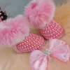 Handmade Bow Hairband Rhinestones Baby Girl Snow Boots Winter Shoes Comb First Walker Sparkle Bling Crystal Princess Shower Gift 5
