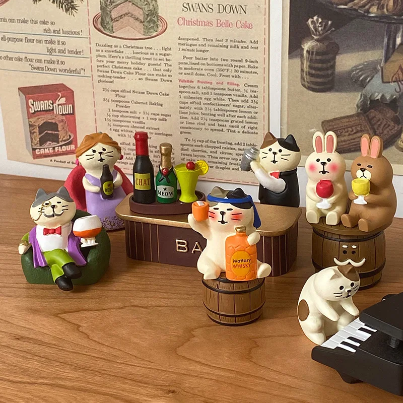 

Домашний декор, милый мини-бар в японском стиле, набор украшений в виде животных, поделки из смолы, украшение для интерьера шкафа, детский подарок на день рождения