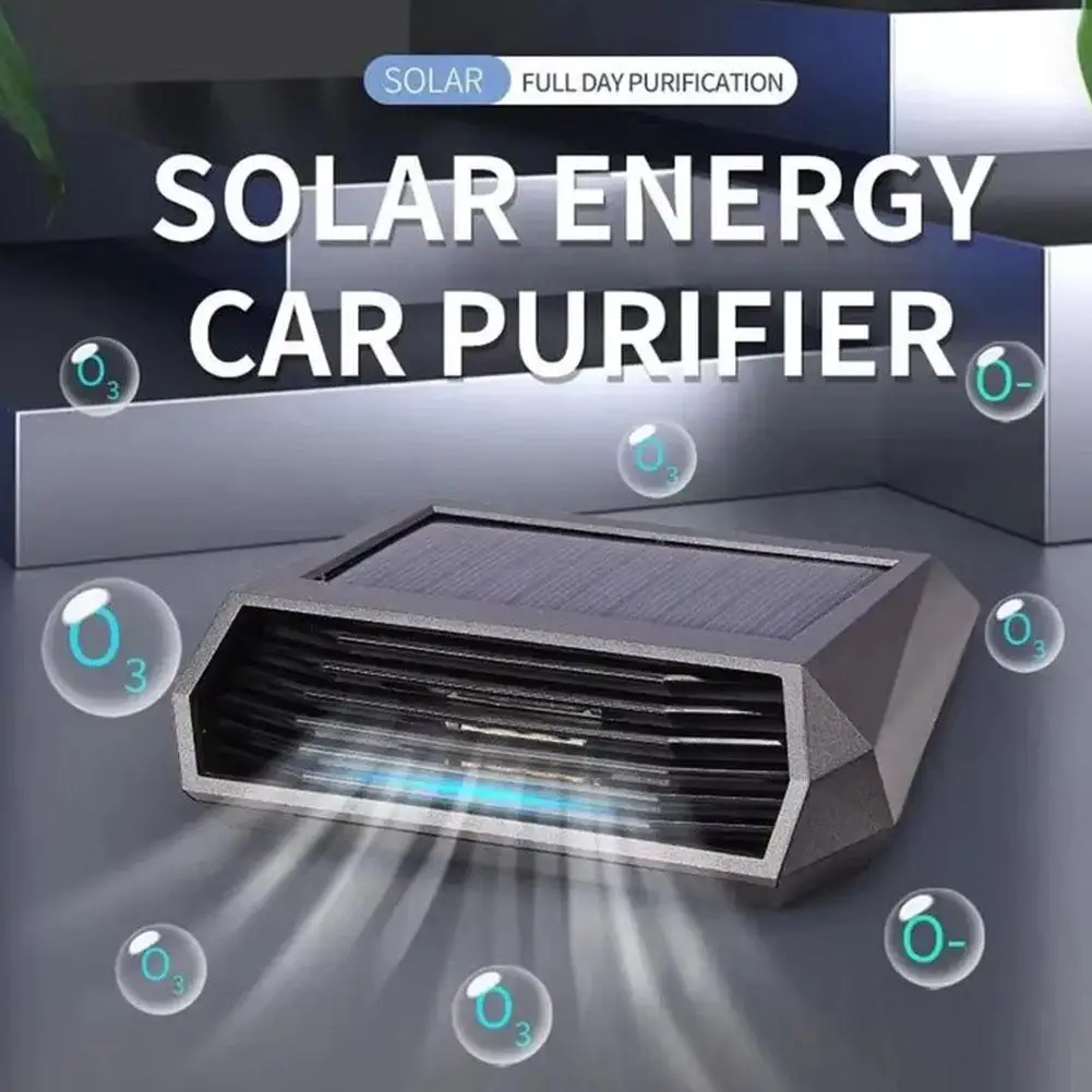 Solar Powered Car Air Purifier With Deodorizing Sterilizing Function Intelligent Energy Saving Indicator Color Changing Lig W6D8