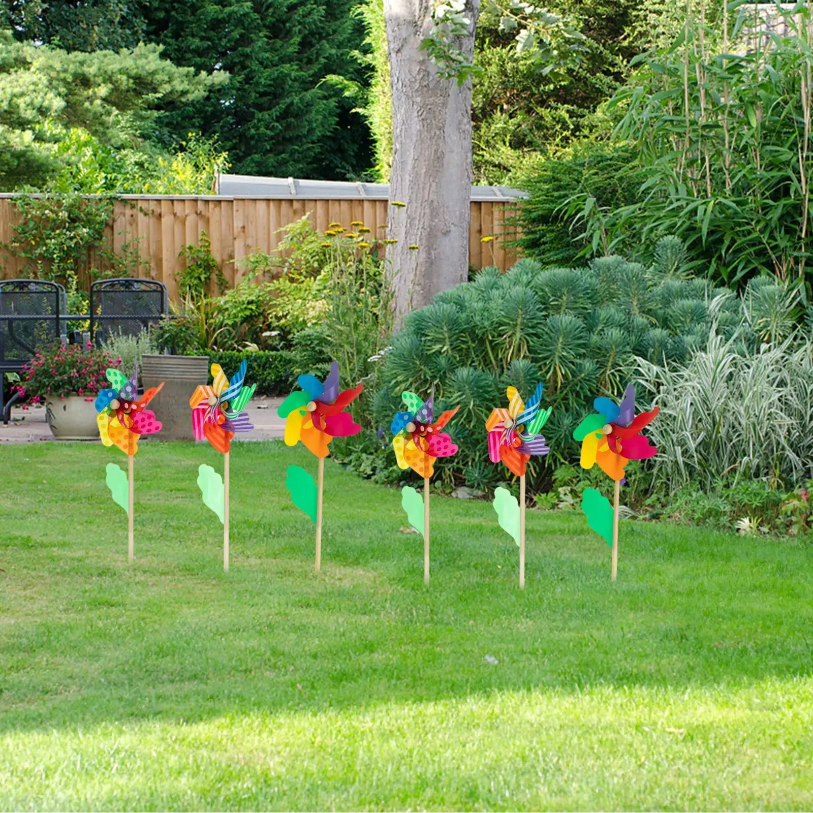 Rotating Colorful Windmill Garden Pinwheels Decor Handheld Toy Kids DIY Outdoor Toys