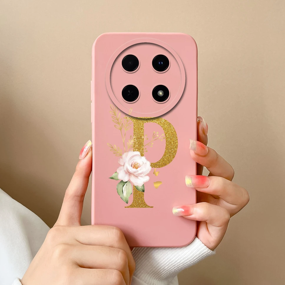 Elegant Floral Letter Design Soft Silicone Protective Phone Case Cover