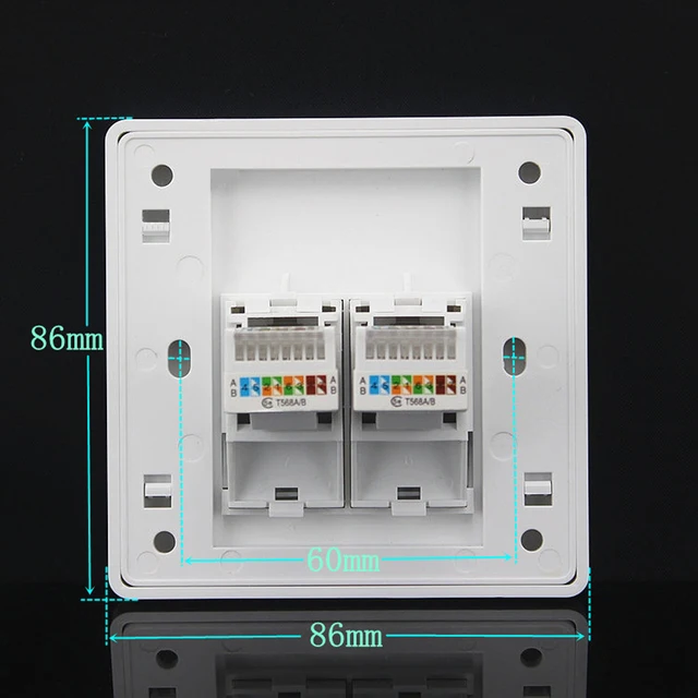 Xintylink rj45 ซ็อกเก็ตแจ็ค modular 2 พอร์ต cat5e cat6 Keystone Wall Face plate Faceplate toolless ผนังสีขาวแผง 86 มม. 1
