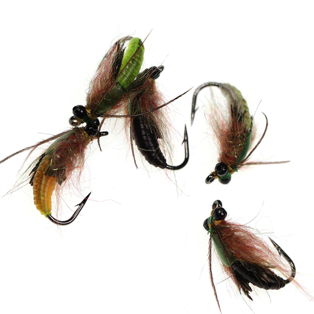 ICERIO 4PCS UV Skin Chain Beads Head Nymph Scud Bug Worm Shrimps