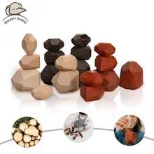 

Montessori Stacking Blocks for Children Wooden Constructor Block Baby Balance Stones Games DIY Wooden Toys Building Blocks