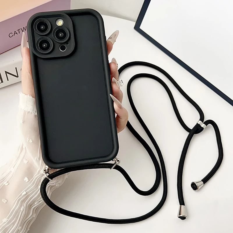 Elegant Crossbody Silicone Phone Case with Adjustable Strap