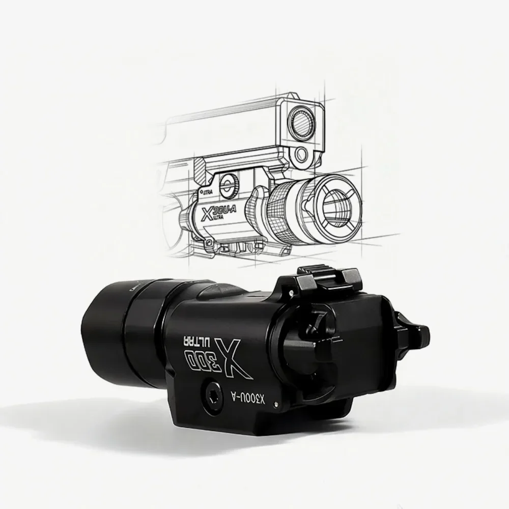 1000 루멘 전술 LED 손전등 화이트 스트로브 야외 사격용 총등 권총, 권총총, 소총용 20mm 레일 장착 가능