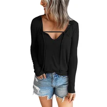 

Minimalist V Neck Drawstring Women Thin Sweater Casual Long Sleeve Loose Trend Jumper Office Soft Female Knitted Pullover Tops