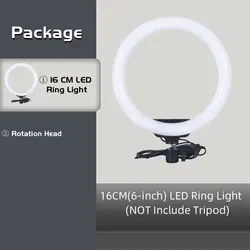 Mini LED Ring Light with USB Plug - Dimmable Desktop Photography and Video Lighting (6in Ring Light)