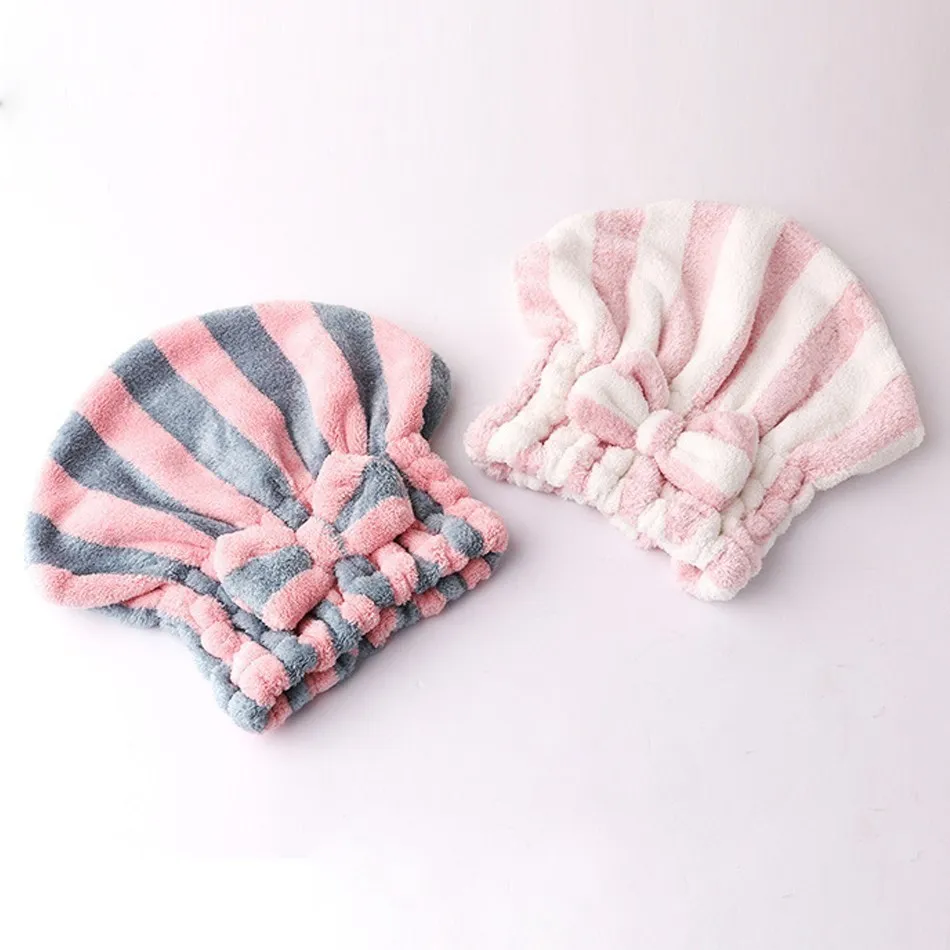 Microfiber Hair Towel Wrap for Women Stripe Absorbent Quick Dry Curly Long Thick Hair Turban