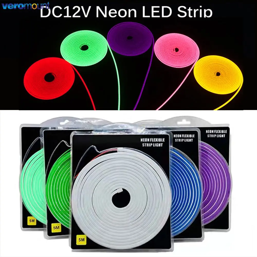 5m DC12V LED Strip Flexible Silicone Neon Light Strip 2835 SMD 6*12 Shape Embedded Linear Flexible LED Light Strip Lighting IP67