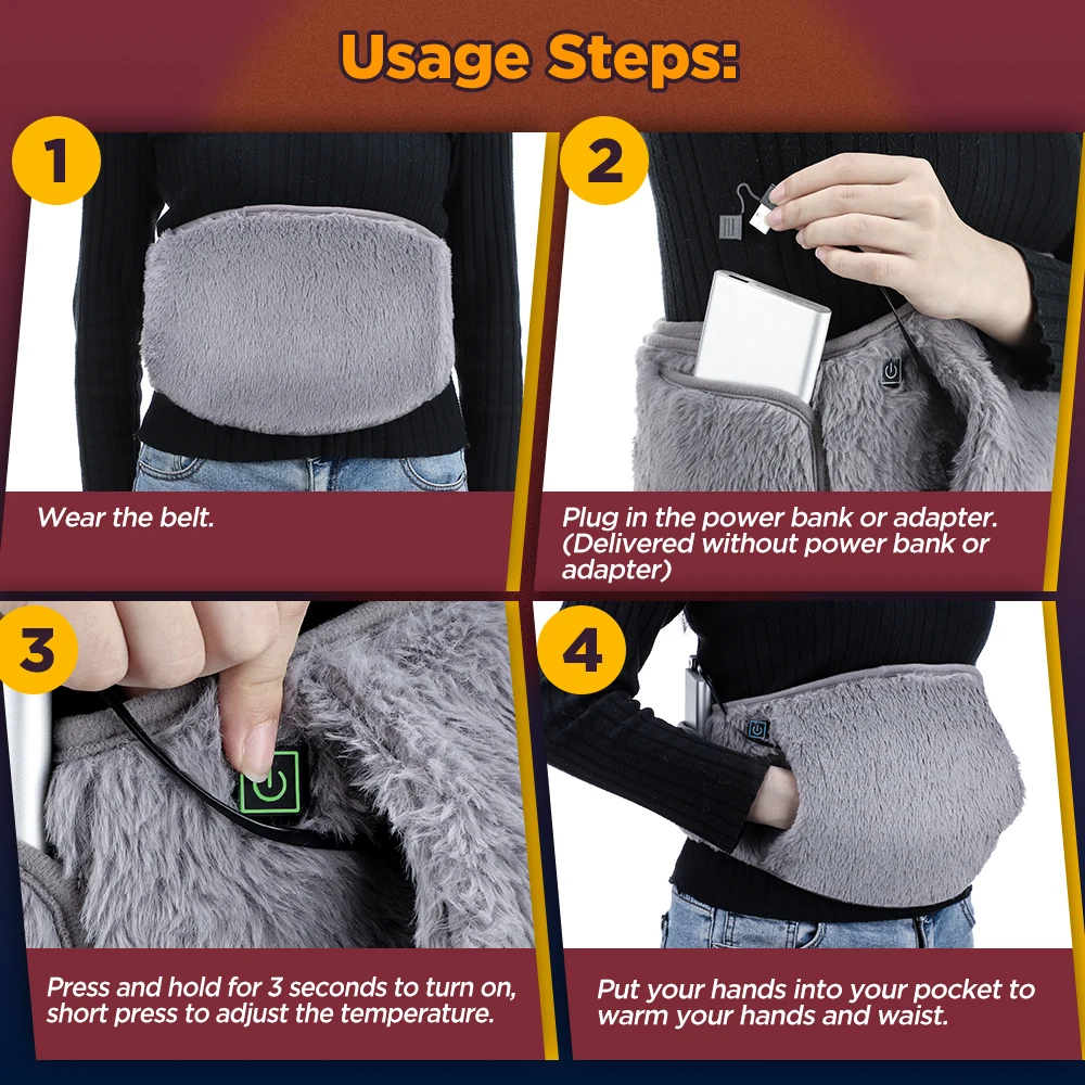 3 Levels Electric Graphene Heating Pad Cold-Proof Uterine Belt Cold-Proof Hand W