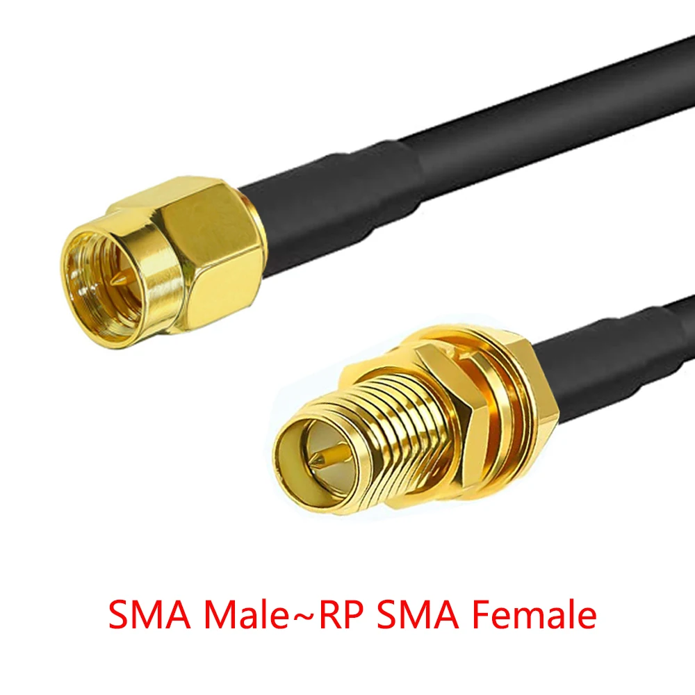 SMA-Stecker auf SMA-Buchse RG58 50 Ohm Kabel Koaxial-Verlängerungsstecker RPSMA-Stecker Jack rechtwinklig Crimp Messing RF – Detail 6