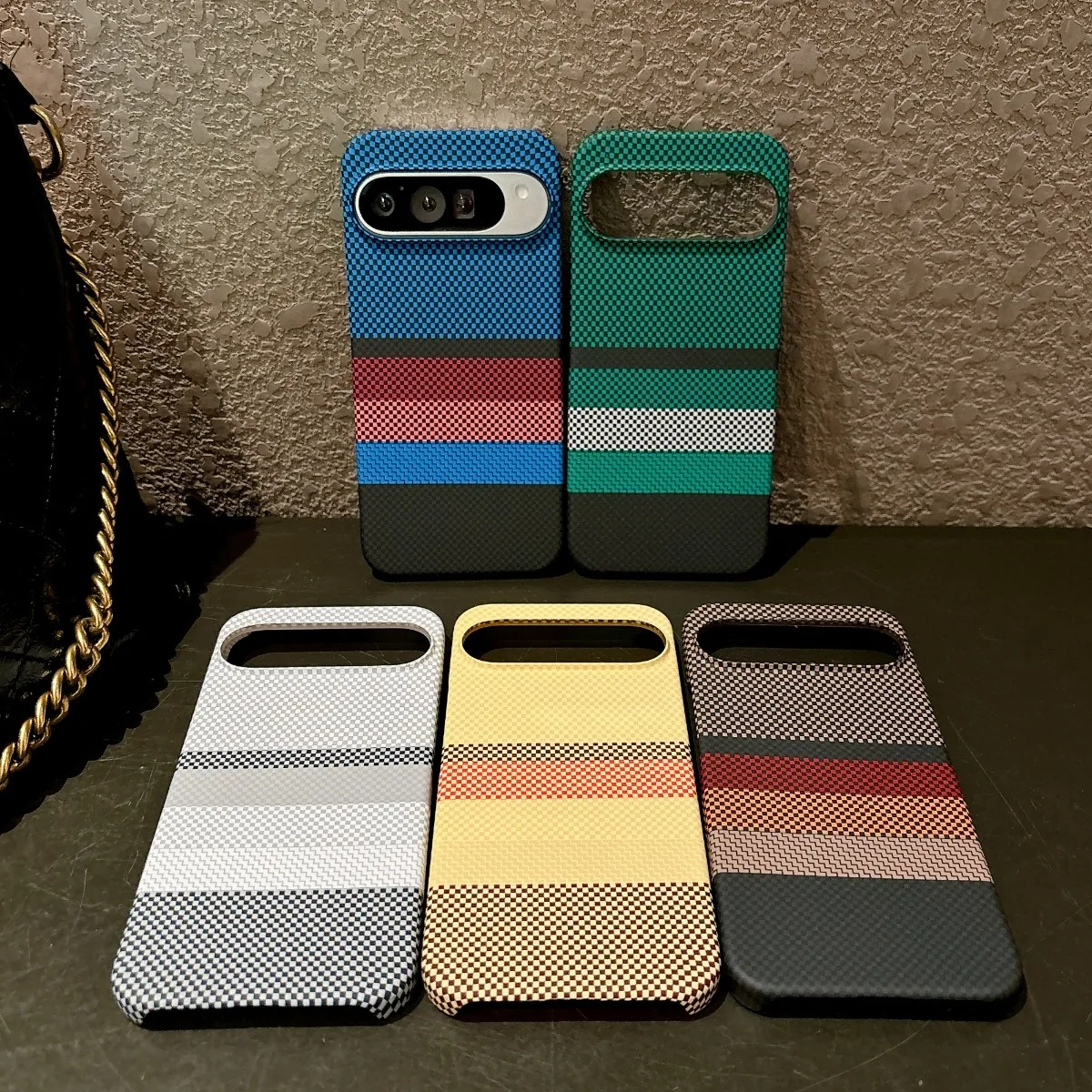 Carbon Fibre Leather Magnetic Phone Case with Magsafe Wireless Charging Protection