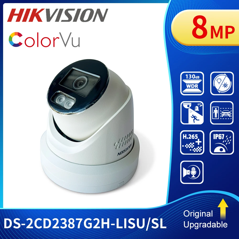 

Hikvision DS-2CD2387G2H-LISU/SL 8MP ColorVu Fixed Turret Network IP Camera Smart Hybrid Light POE Two-way Audio