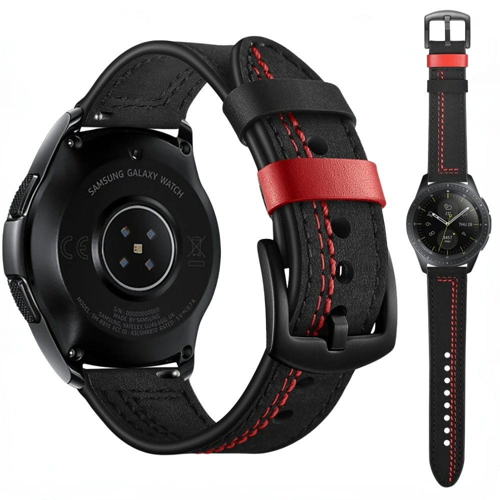 

22mm 20mm Leather Strap for Samsung Galaxy Watch 5/4/3/Active 2/Gear S3 Sport Bracelet Huawei Watch GT-2-3-Pro/Amazfit GTR/Pace
