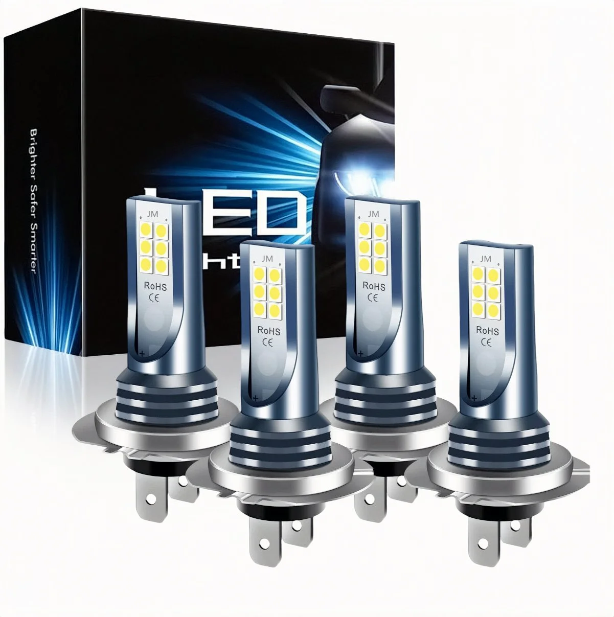 4 X H 7 LED Headlight Bulb Kit High Low Beam 220 W 60000 LM Super Bright 6000 K White