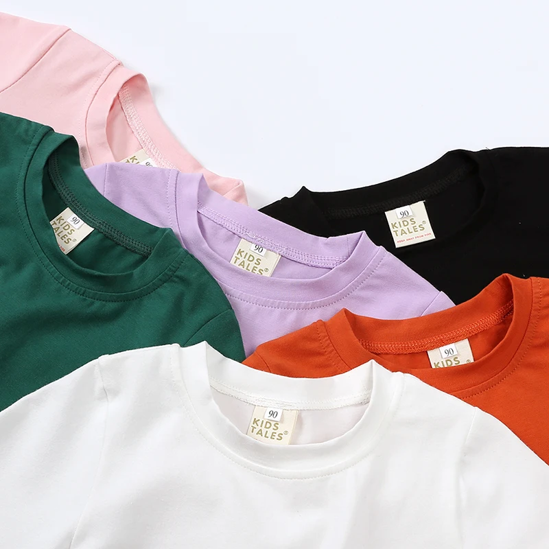 1-9T Sommer Kind Kleinkind Kleine Jungen Mädchen Casual Lose Grundlegende Top T-Shirts kinder Kleidung Solide Oansatz kurzarm Blank T – Detail 7