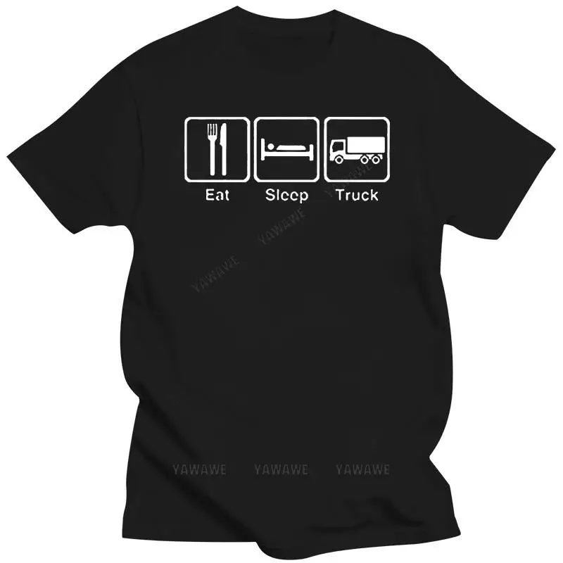 

Black t shirt for male summer brand tee-shirt Eat Sleep Truck mens T-Shirt Trucker Tee teenager cotton tee shirt fashion top