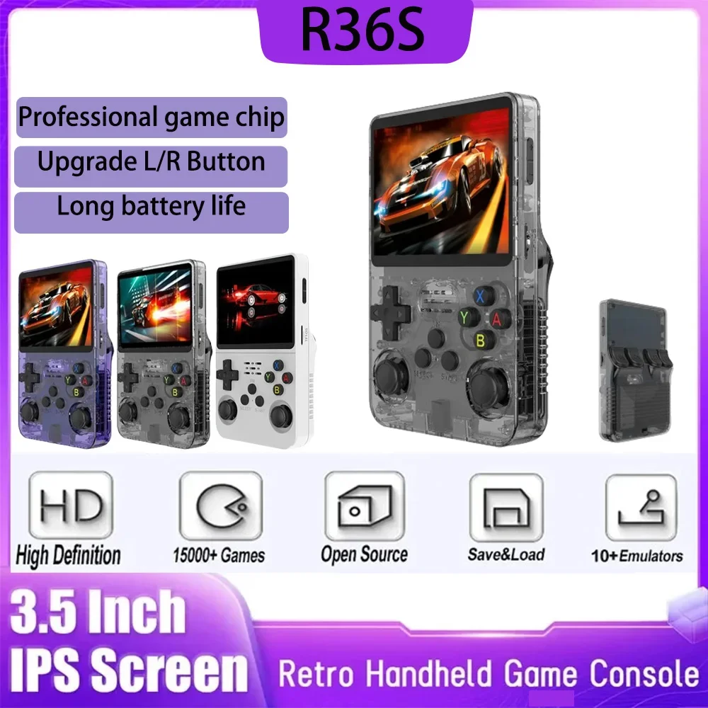 

r36s portable console Video Game Console Linux System 3.5 Inch IPS Screen Portable Pocket Video Player 128GB 64GB gameboy